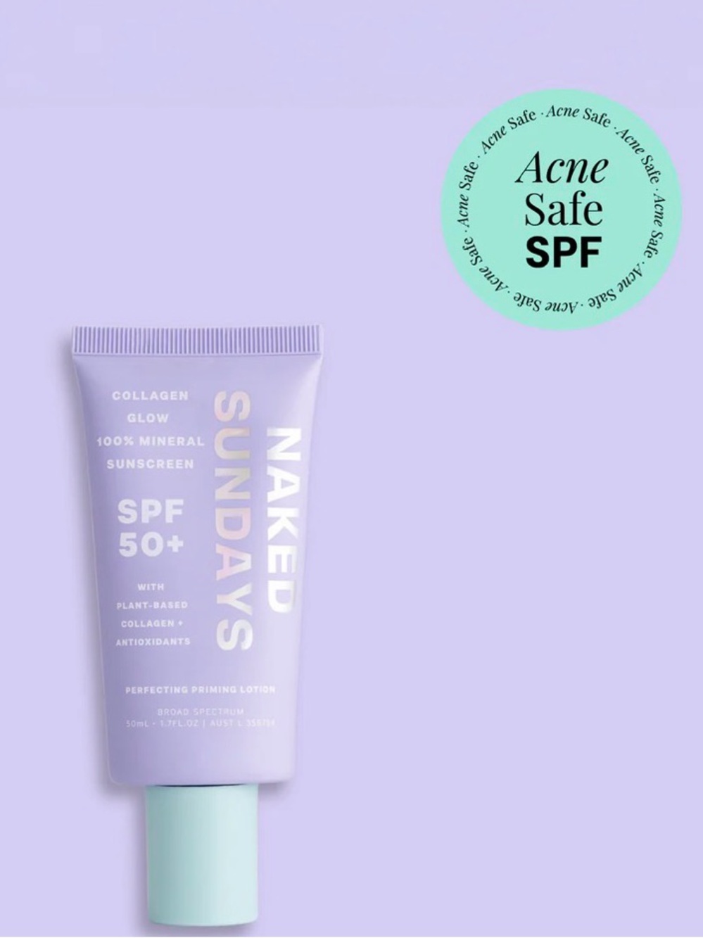 Naked Sundays SPF50 Collagen Perfecting Priming Lotion 100% Mineral Sunscreen